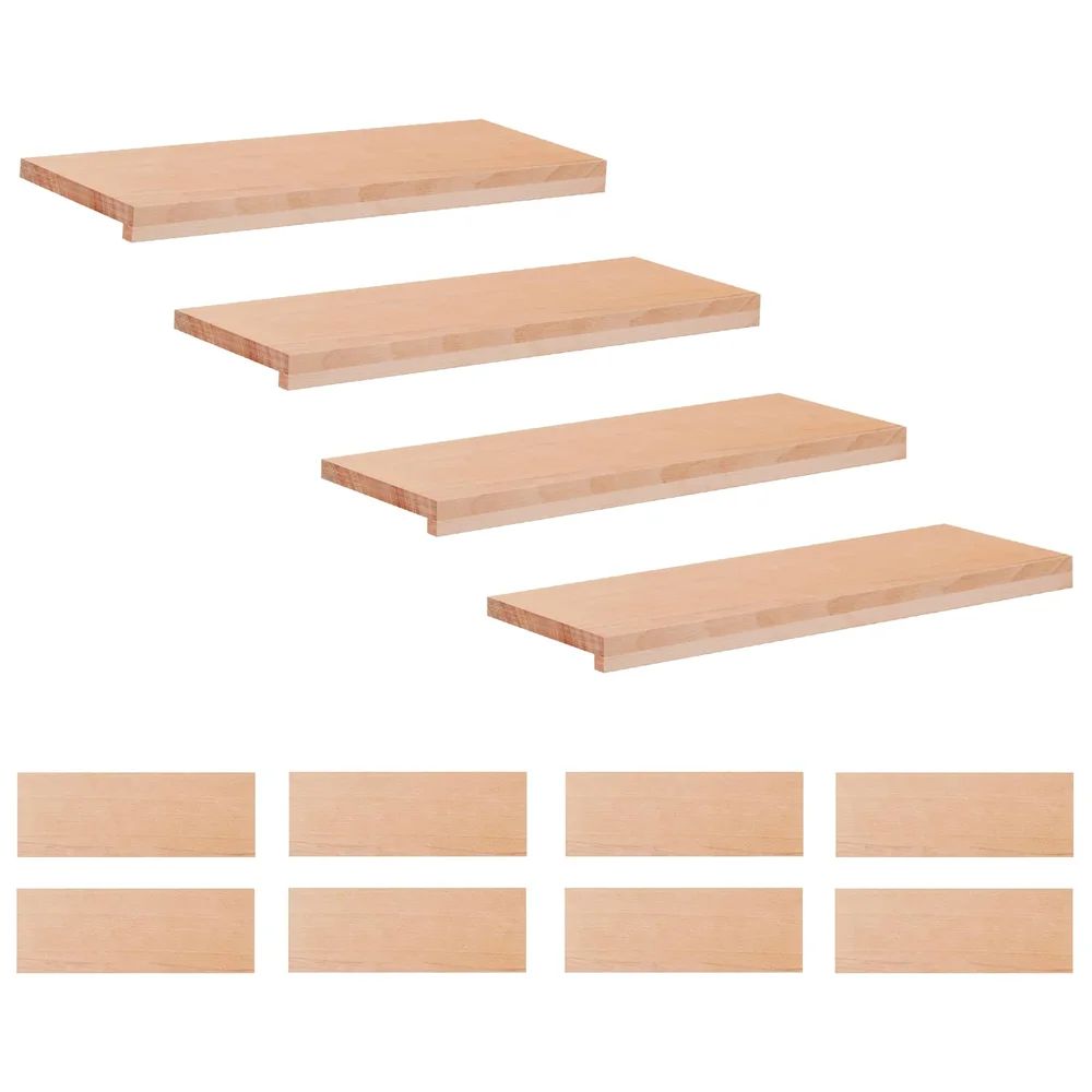 vidaXL Trappetrinn 12 stk. 80 x 25 x 2 cm Naturlig Massiv bøketre v:1463797