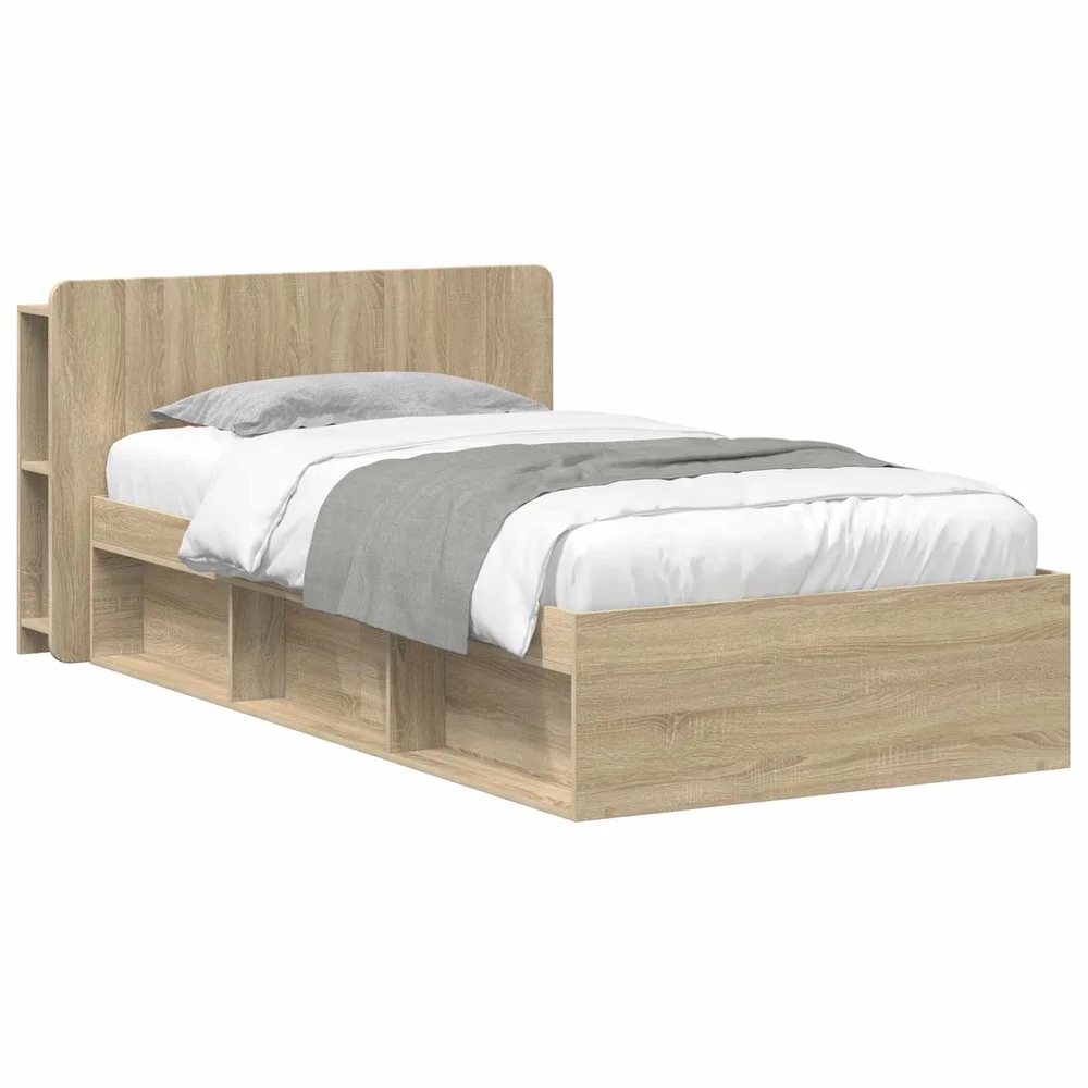 vidaXL Sengeramme med oppbevaring Sonoma eik 80 x 200 cm v:7836605