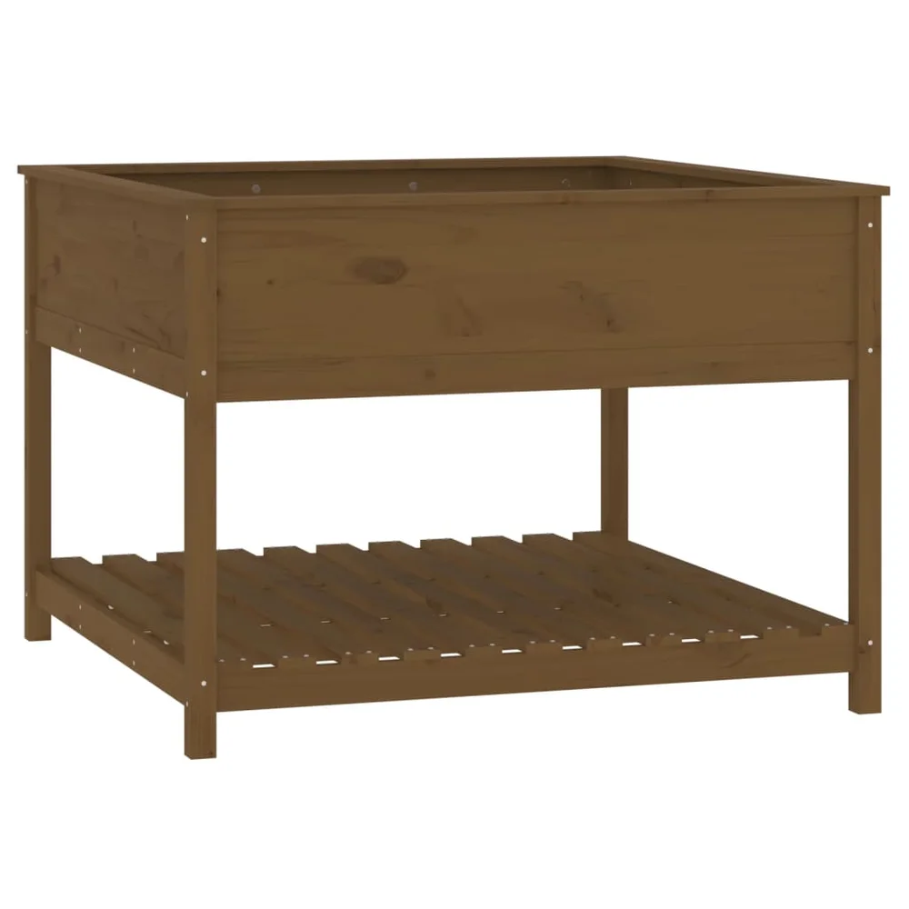 vidaXL Plantekasse med hylle honningbrun 111,5x111,5x81 cm heltre furu v:8161791