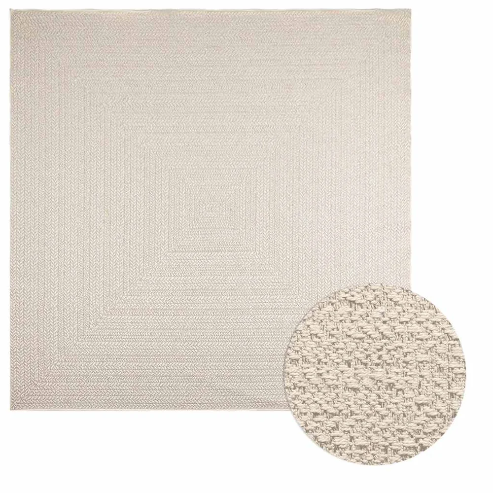 vidaXL Teppe ZIZUR kremhvit 240x240cm jute-utseende innendørs&utendørs v:4541844