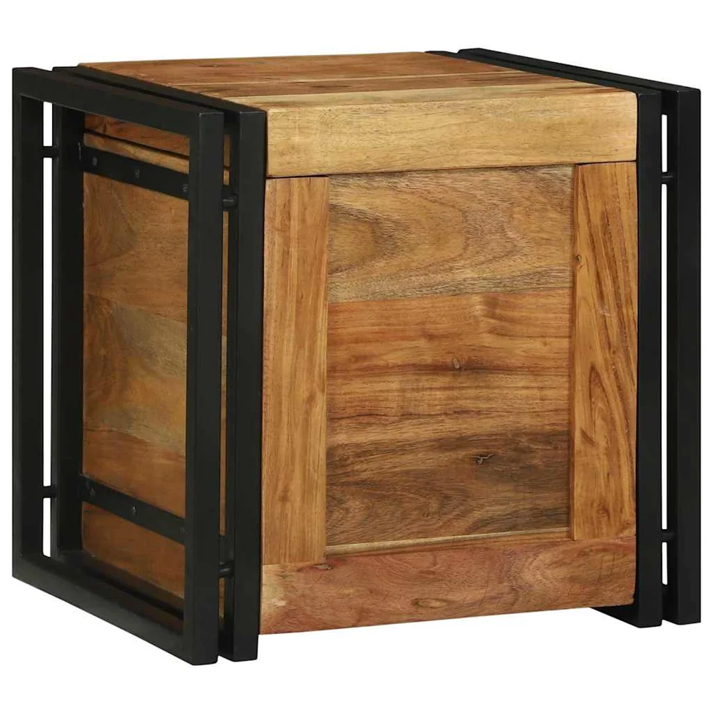 vidaXL Lagringsboks Brun og svart 40 x 40 x 40 cm Solid akasietre v:7263455 vidaXL Lagringsboks Brun og svart 40 x 40 x 40 cm Solid akasietre v:7263455