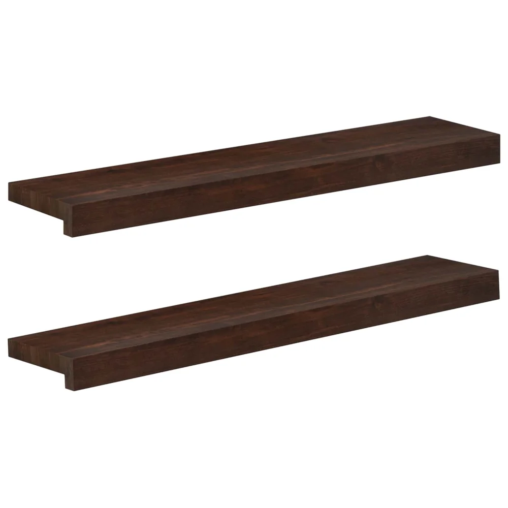 vidaXL Vinduplanker 2 stk. Mørk brun 80x 15 x 2 cm Massiv bøketre v:4451048