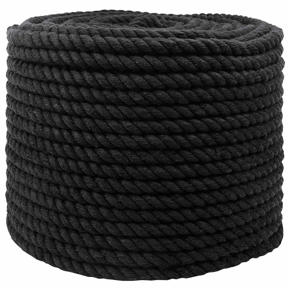 vidaXL Bomull Tau 12 mm 250 m Svart 100% Bomull v:7970579