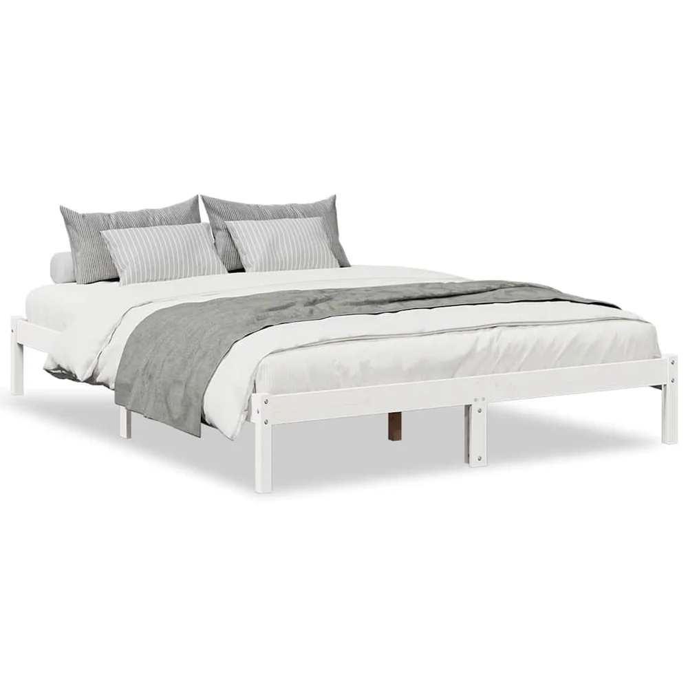 vidaXL Ekstra lang sengeramme uten madrass hvit 160x220 cm heltre furu v:9519471