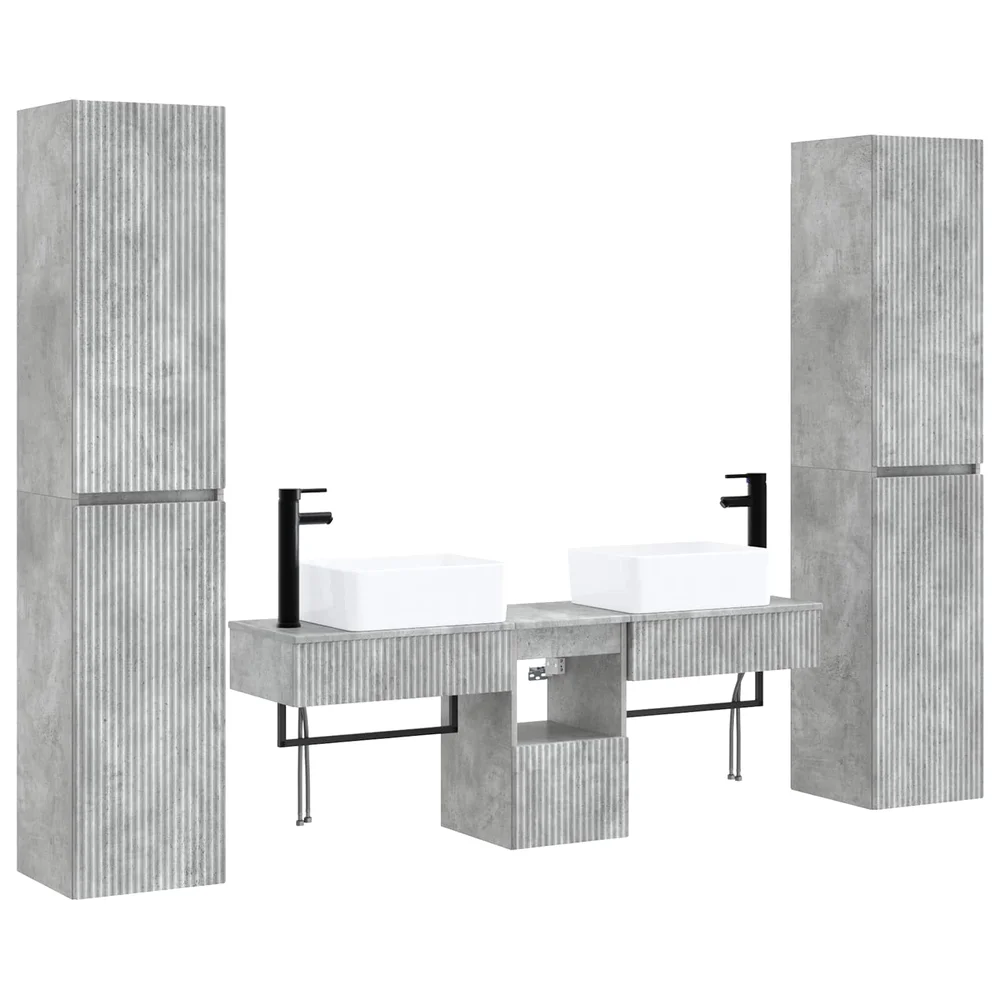 vidaXL Baderomsinnredningssett 5 stk. Betonggrå 33 x 34,5 x 160 cm v:1326627