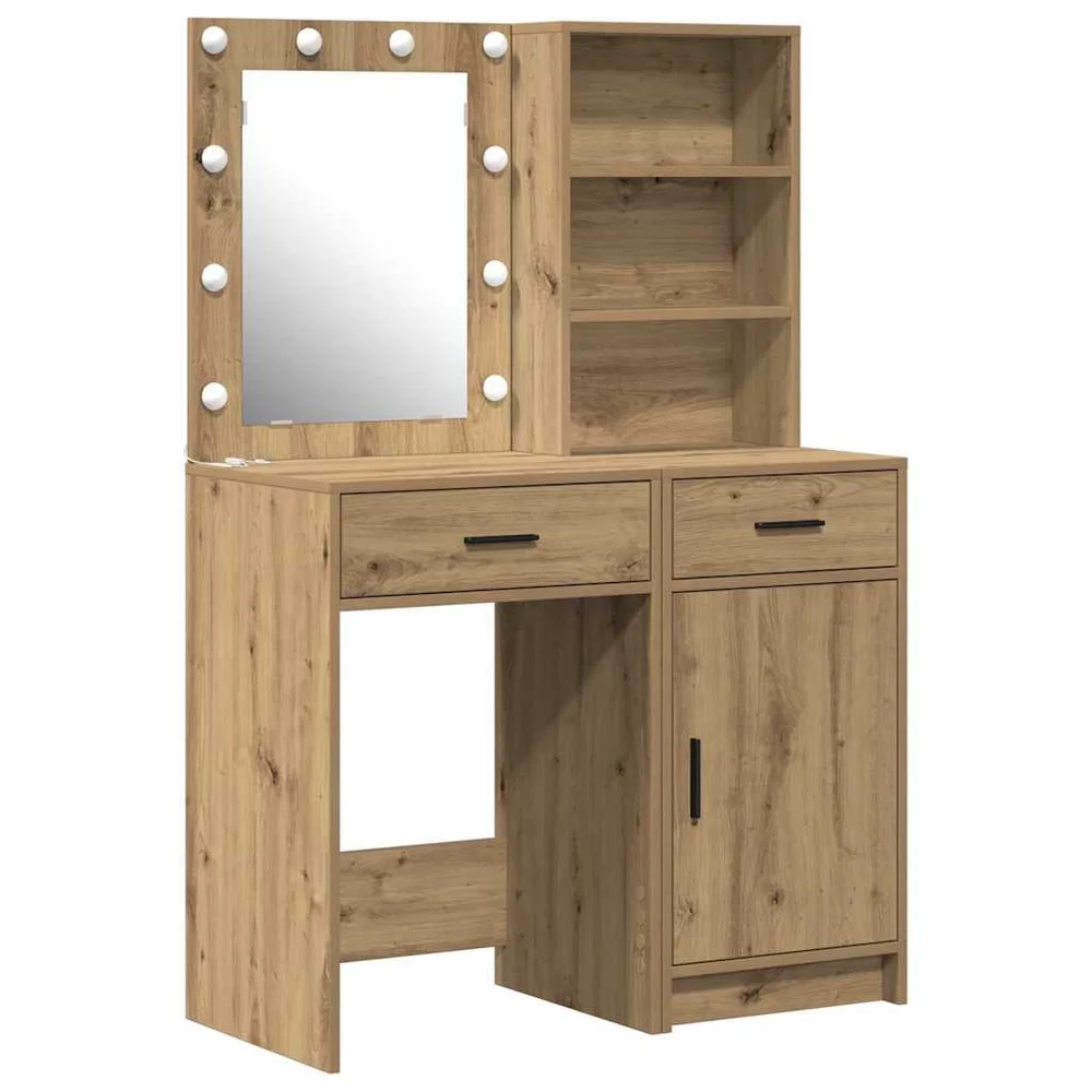 vidaXL Dressingbordsett med LED 2 stk. Artisan Eik Konstruert tre v:887272 vidaXL Dressingbordsett med LED 2 stk. Artisan Eik Konstruert tre v:887272