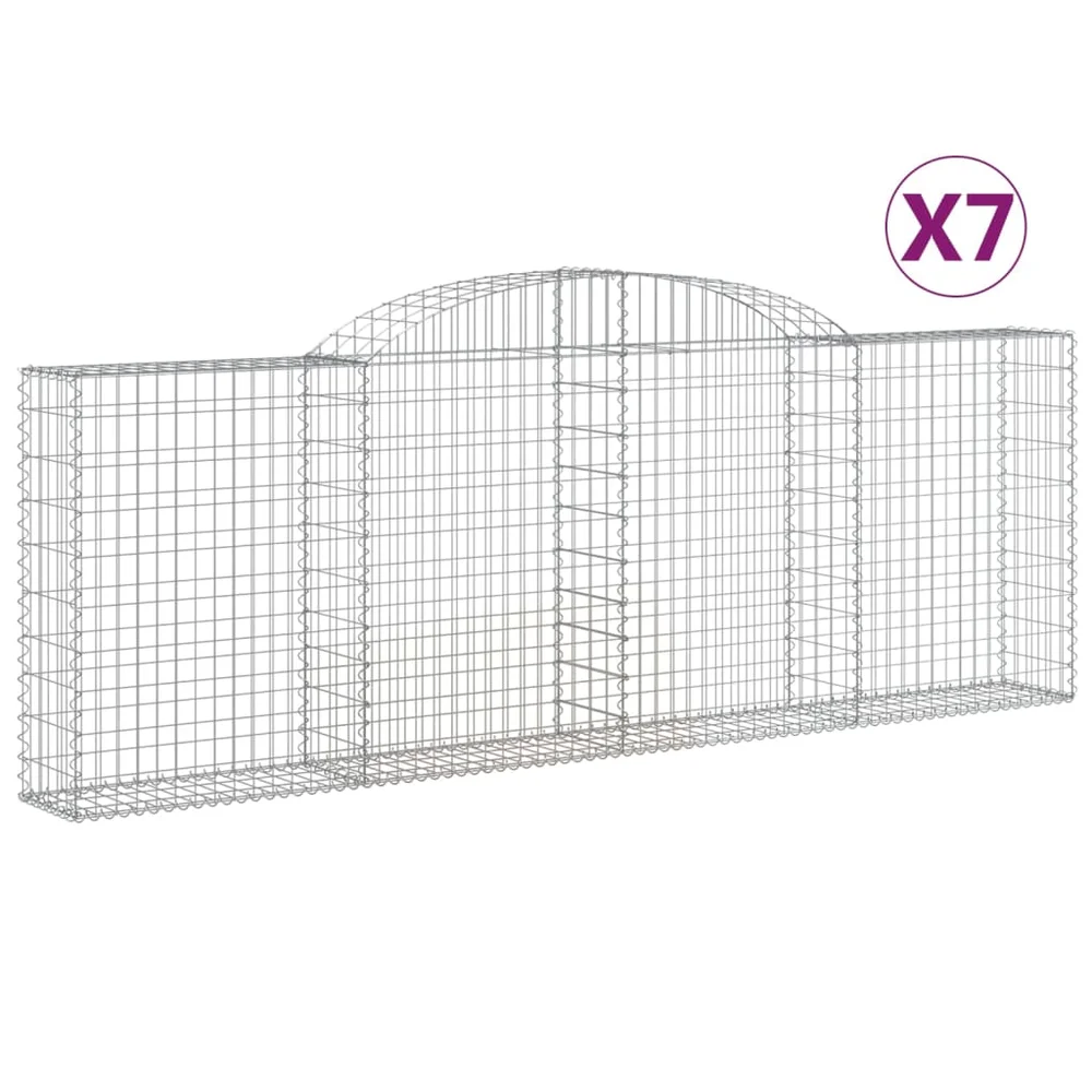 vidaXL Gabionkurver buede 7 stk 300x30x100/120 cm galvanisert jern v:3317209