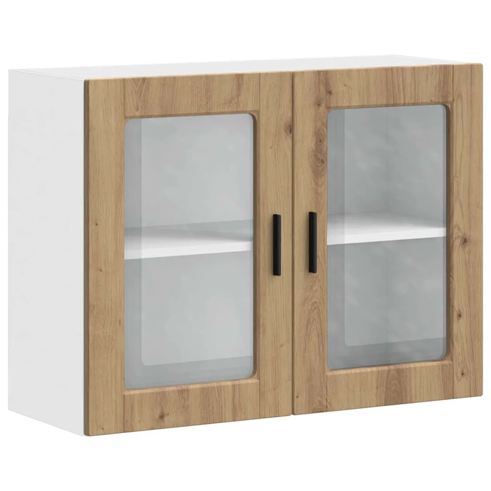 vidaXL Veggmontert kjøkkenskap med glassdør Porto artisan eik v:7074908