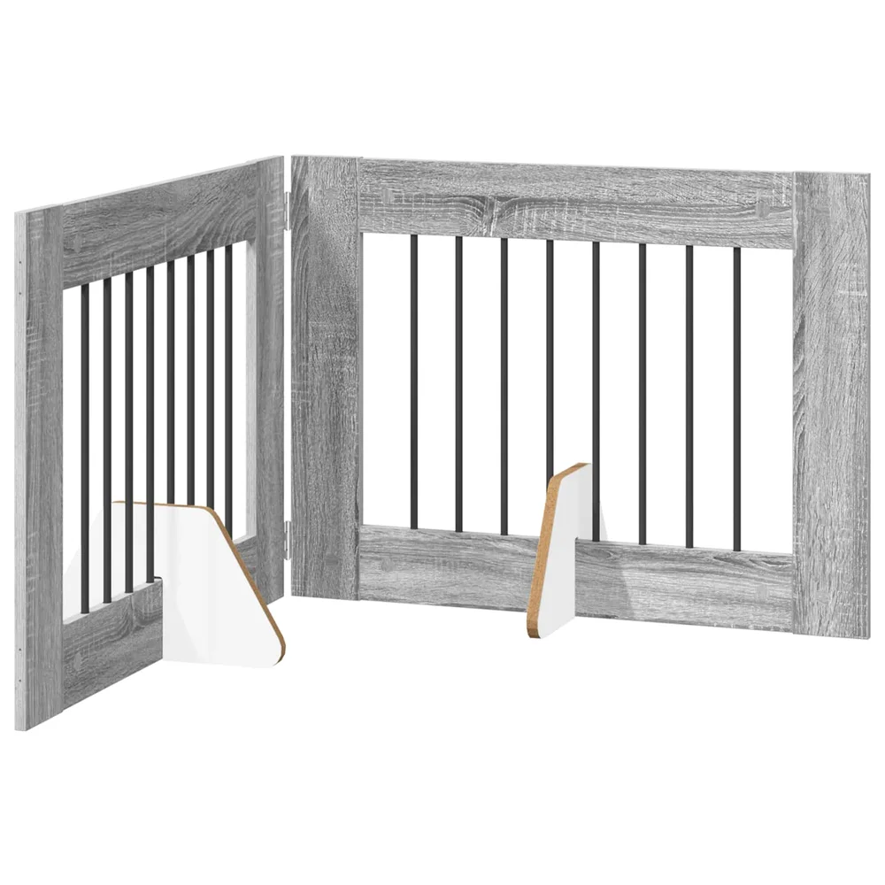 vidaXL Foldbar hundegitter med stativer 2 stk. Grå Sonoma 160,5 cm v:4534544 vidaXL Foldbar hundegitter med stativer 2 stk. Grå Sonoma 160,5 cm v:4534544