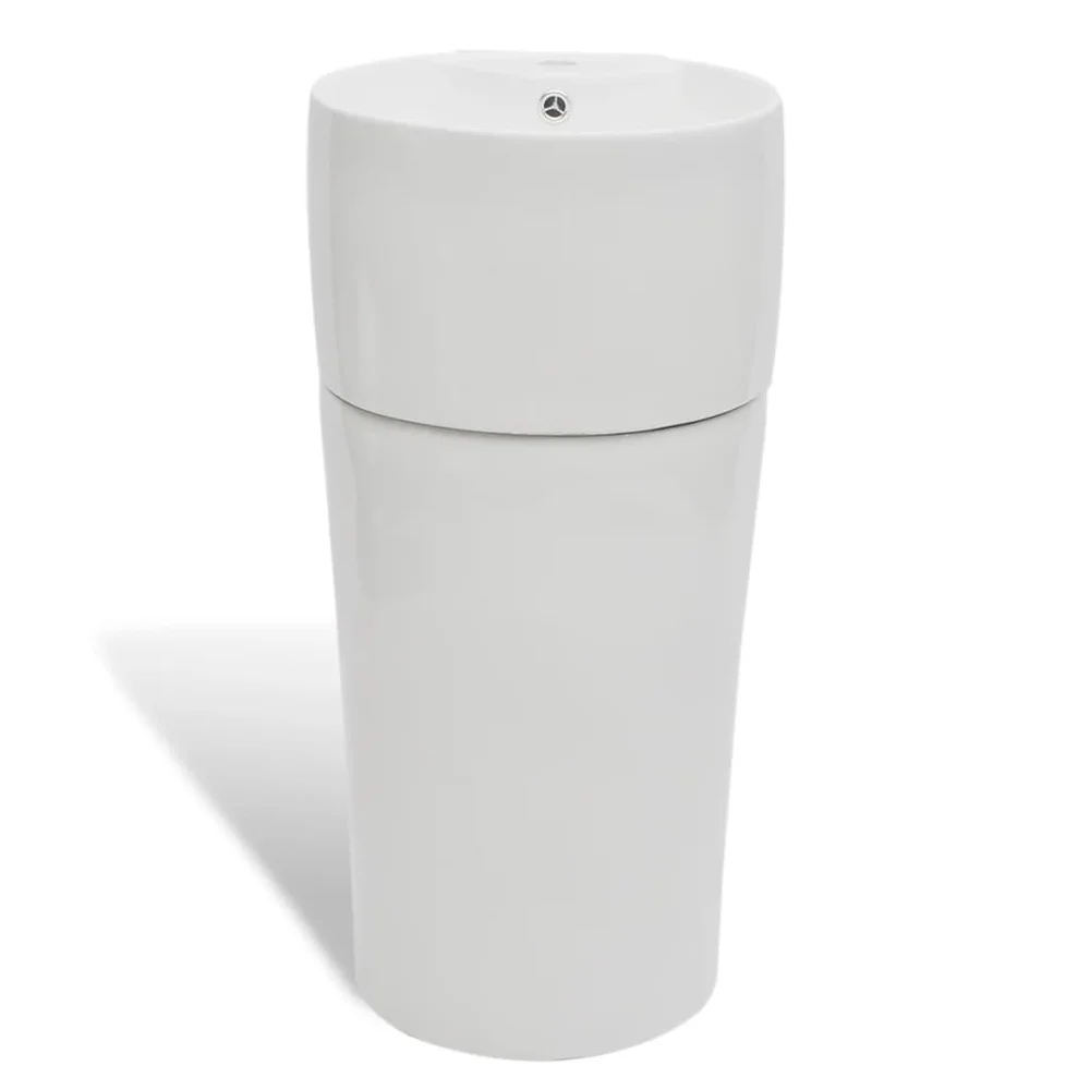 Keramisk, frittstående, rund baderom servant servantbatterihull hvit v:5101642 Keramisk, frittstående, rund baderom servant servantbatterihull hvit v:5101642
