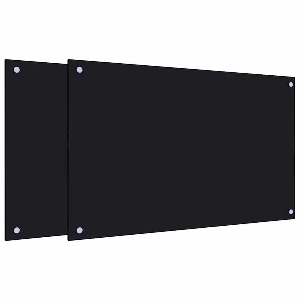 vidaXL Kjøkkenplater 2 stk svart 80x50 cm herdet glass v:4004360