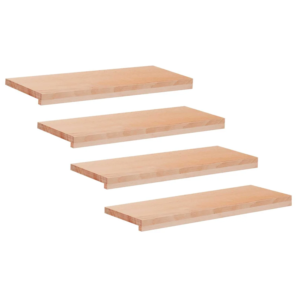 vidaXL Trappetrinn 4 stk. 80 x 30 x 2 cm Naturlig Massiv bøketre v:9704471