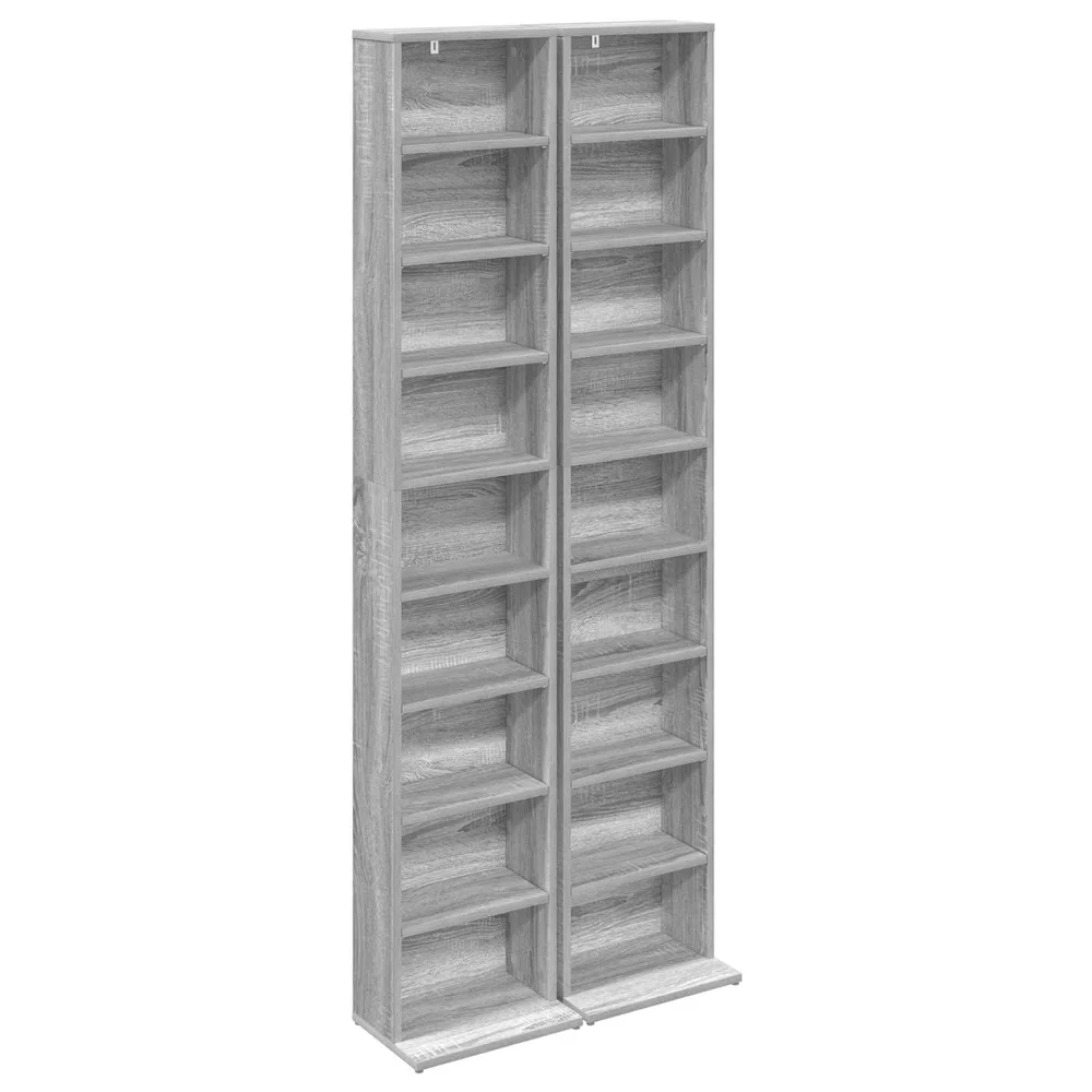 vidaXL CD skap 2 stk. Grå Sonoma 33 x 23,5 x 175 cm Konstruert tre v:8546431 vidaXL CD skap 2 stk. Grå Sonoma 33 x 23,5 x 175 cm Konstruert tre v:8546431