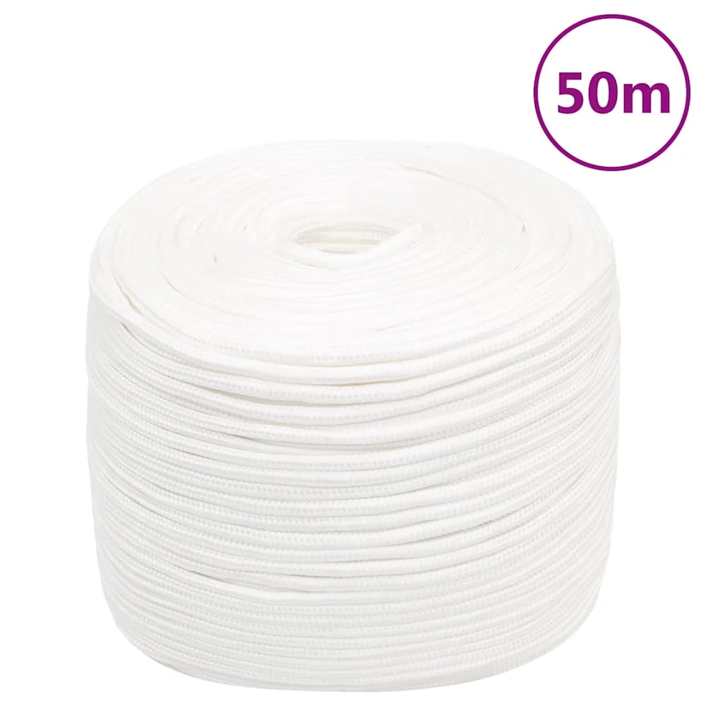 vidaXL Båttau helhvit 6 mm 50 m polypropylen v:1184852