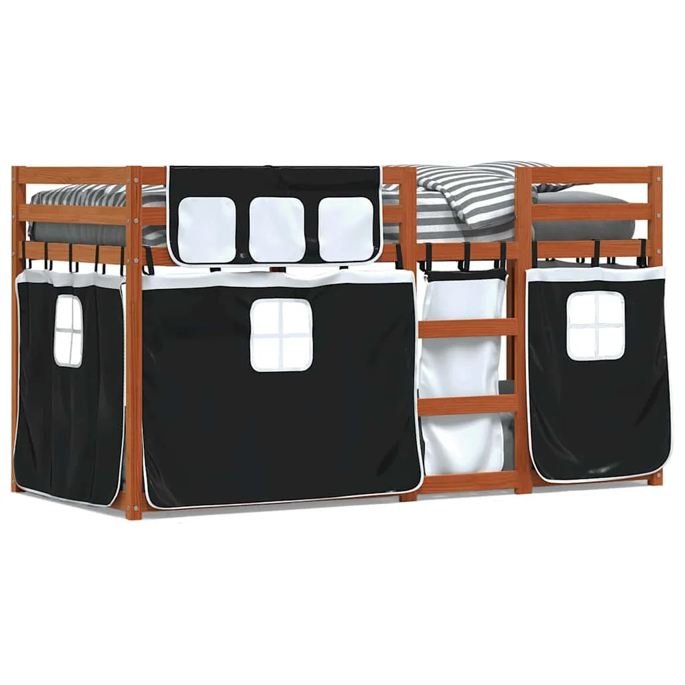 vidaXL Køyeseng uten madrass brun og svart 90x200 cm heltre furu v:6743346