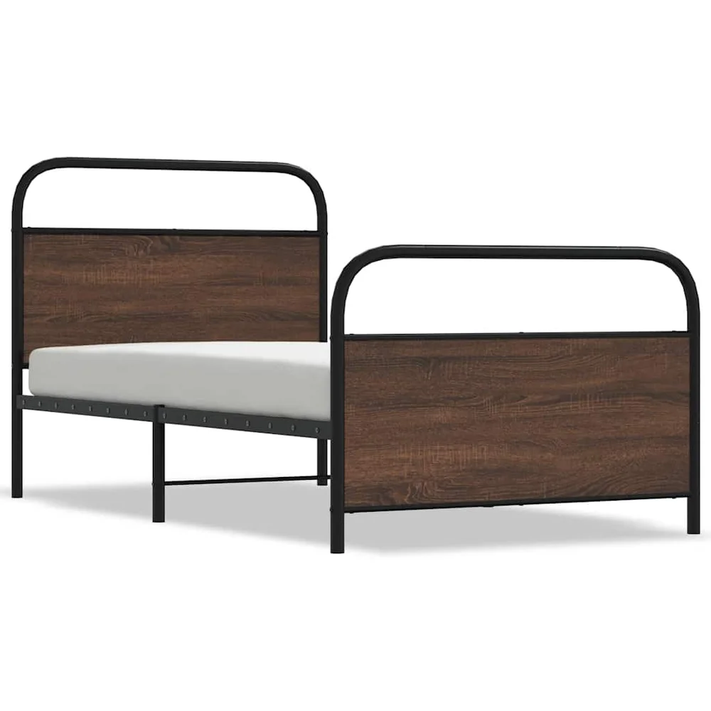 vidaXL Sengeramme uten madrass brun eik 100x200 cm konstruert tre v:3451161
