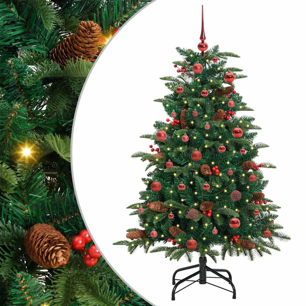 vidaXL Kunstig juletre med 150 LED grønn 150 cm PVC og Metall og Plast v:8428101