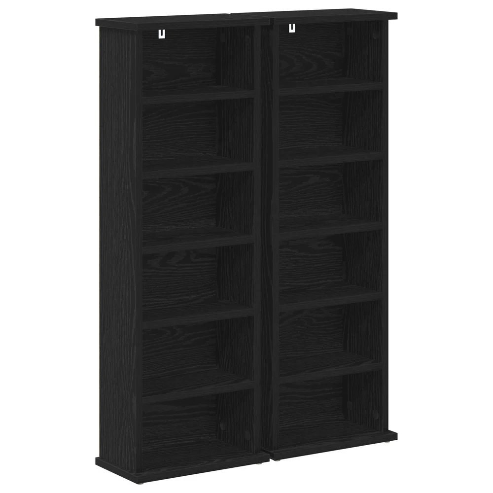 vidaXL CD skap 2 stk. Svart eik 60 x 17 x 92 cm Konstruert tre v:6340727