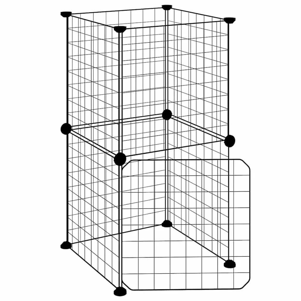 vidaXL Dyrebur 8 paneler med dør svart 35x35x70 cm stål v:2186878 vidaXL Dyrebur 8 paneler med dør svart 35x35x70 cm stål v:2186878