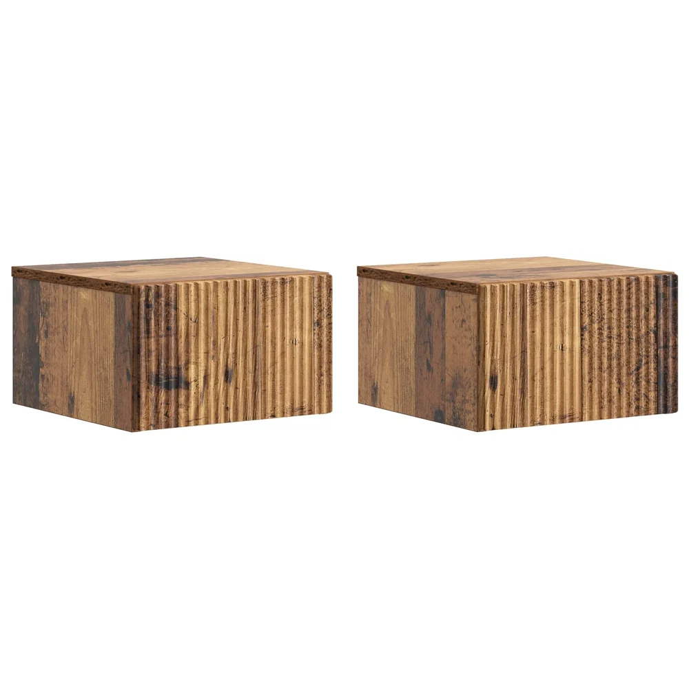vidaXL Vegghengt Nattbord 2 stk. Gammelt tre 33 x 34,5 x 20 cm v:5619684