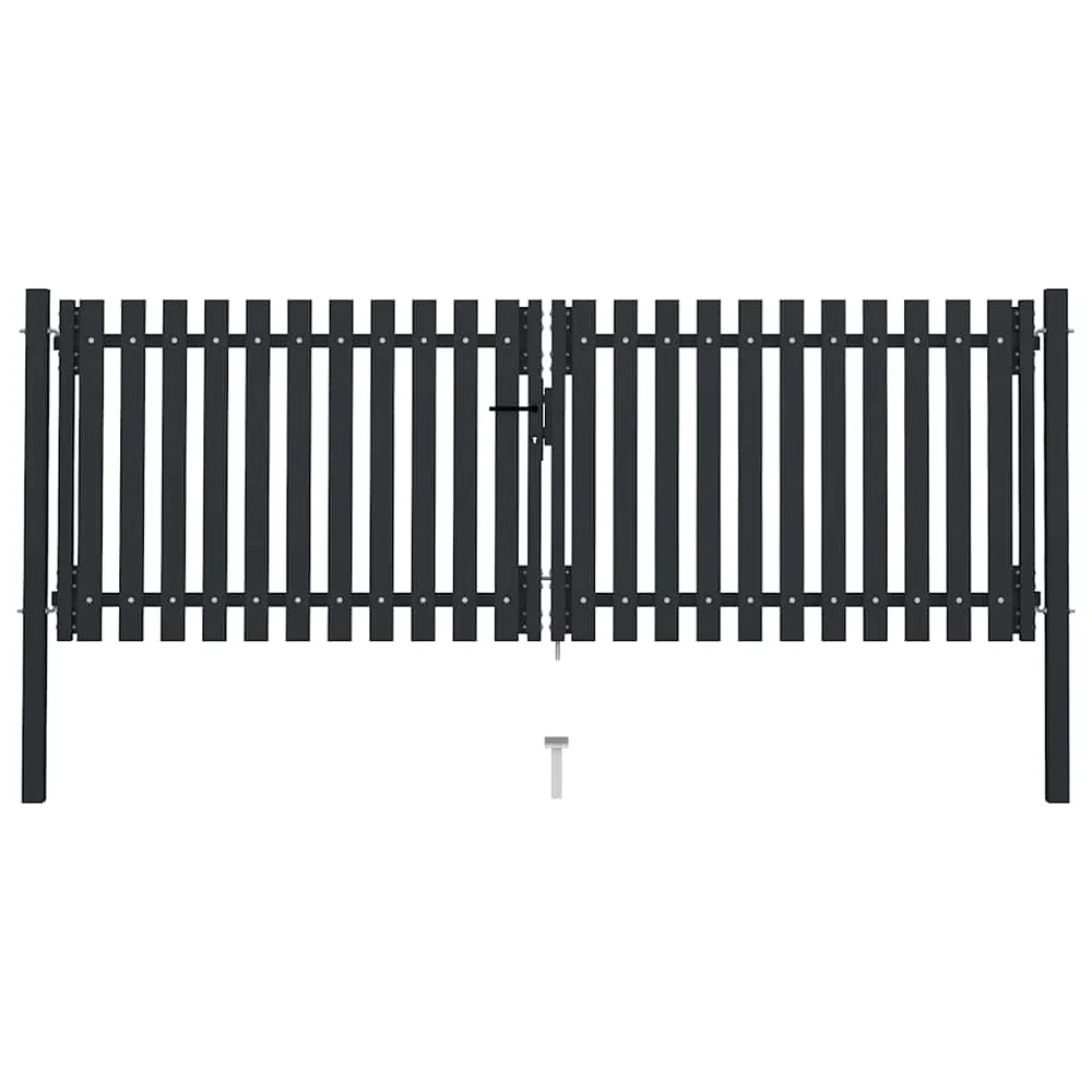 vidaXL Dobbeldørsgjerde stål 300×75 cm antrasitt v:2114030 vidaXL Dobbeldørsgjerde stål 300×75 cm antrasitt v:2114030