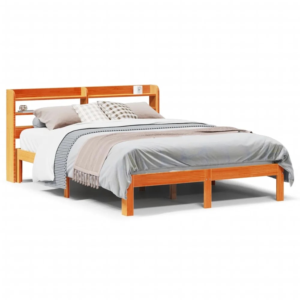 vidaXL Sengeramme uten madrass brun 135x190 cm heltre furu v:6731058