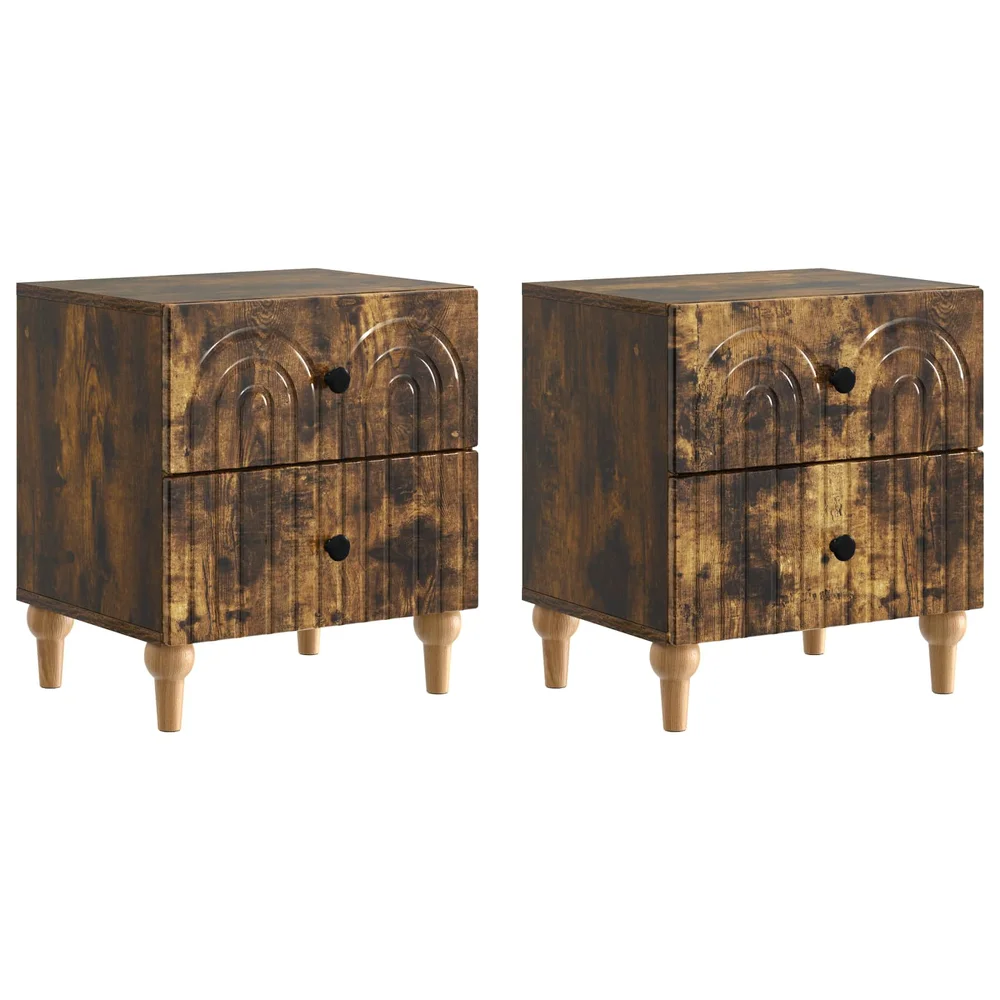 vidaXL Nattbordskap 2 stk. Røkt Eik 43 x 34,5 x 48 cm Konstruert tre v:2125203