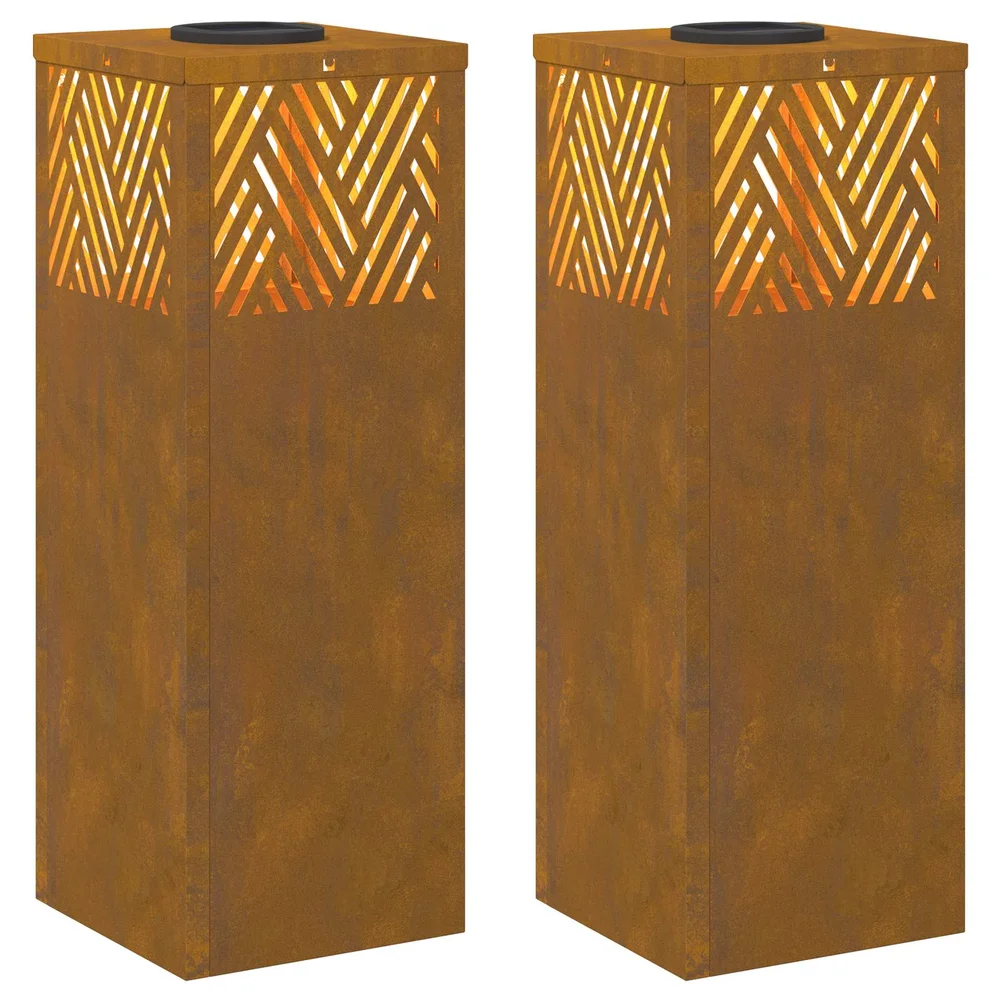 vidaXL Solenergi LED stibelys 2 stk. Varmhvit 18 x 18 x 50 cm v:5661220