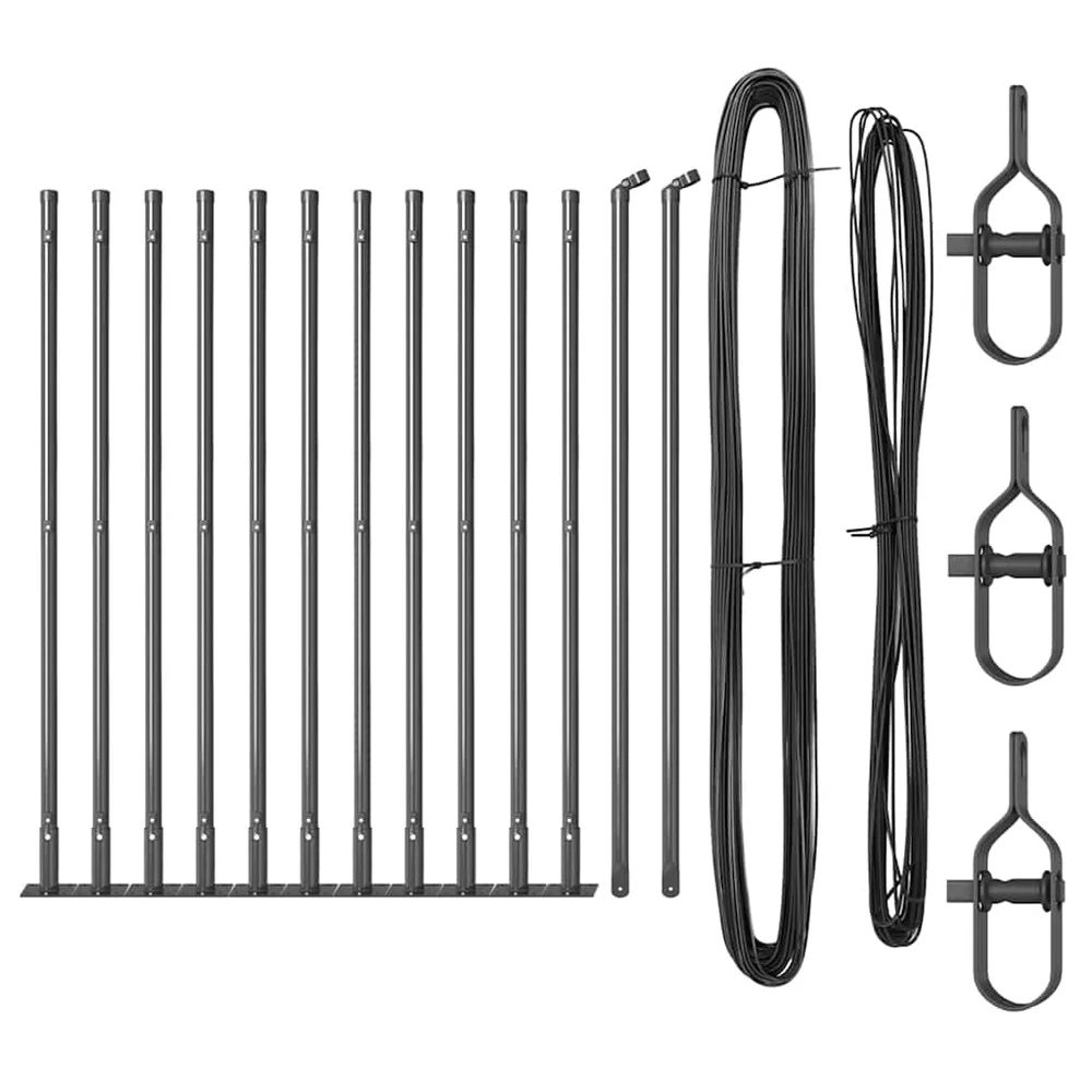 vidaXL Fence Post med betongfot 13 stk. Grå Pulverlakkert stål v:9548583 vidaXL Fence Post med betongfot 13 stk. Grå Pulverlakkert stål v:9548583
