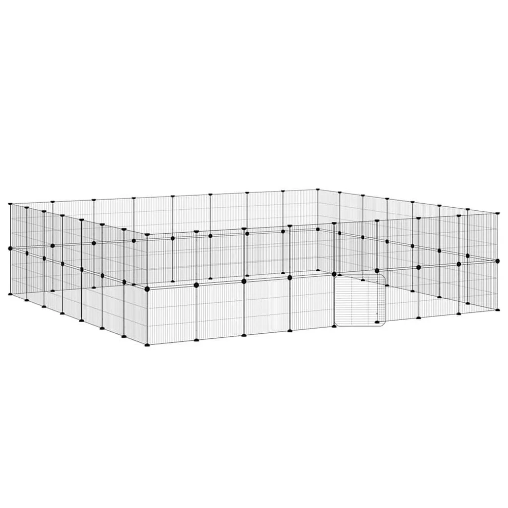vidaXL Dyrebur 60 paneler med dør svart 280x245x70 cm stål v:9792510 vidaXL Dyrebur 60 paneler med dør svart 280x245x70 cm stål v:9792510