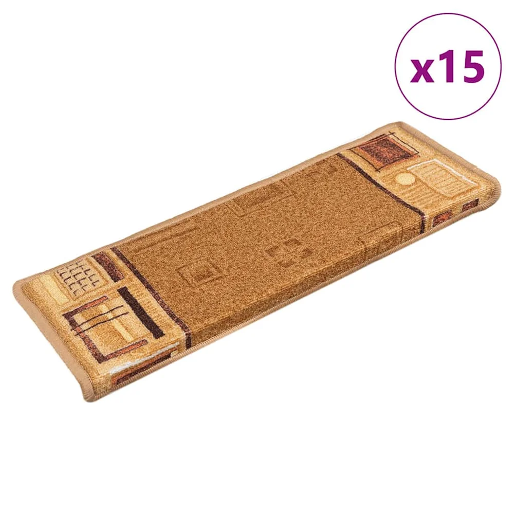 vidaXL Selvklebende trappematter 15 stk 65x21x4 cm beige v:7987572 vidaXL Selvklebende trappematter 15 stk 65x21x4 cm beige v:7987572