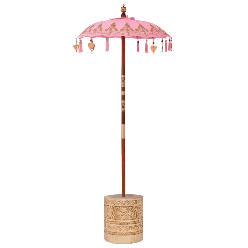 vidaXL Balinesisk parasoll med base Rosa 95 x 95 x 260 cm v:2246347 vidaXL Balinesisk parasoll med base Rosa 95 x 95 x 260 cm v:2246347