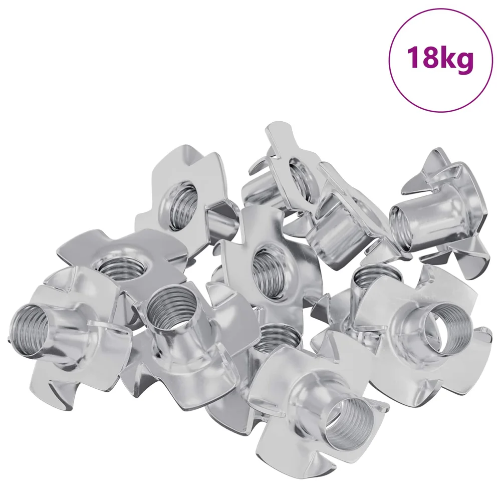 vidaXL Pronget T-mutter 7200 stk. sølv M6 mm Stål v:1719992 vidaXL Pronget T-mutter 7200 stk. sølv M6 mm Stål v:1719992