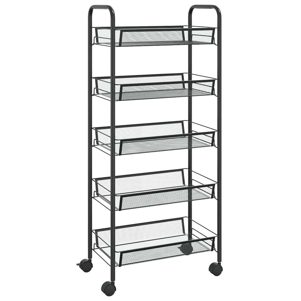 vidaXL 5-etasjers kjøkkenvogn svart 46x26x105 cm jern v:8290489