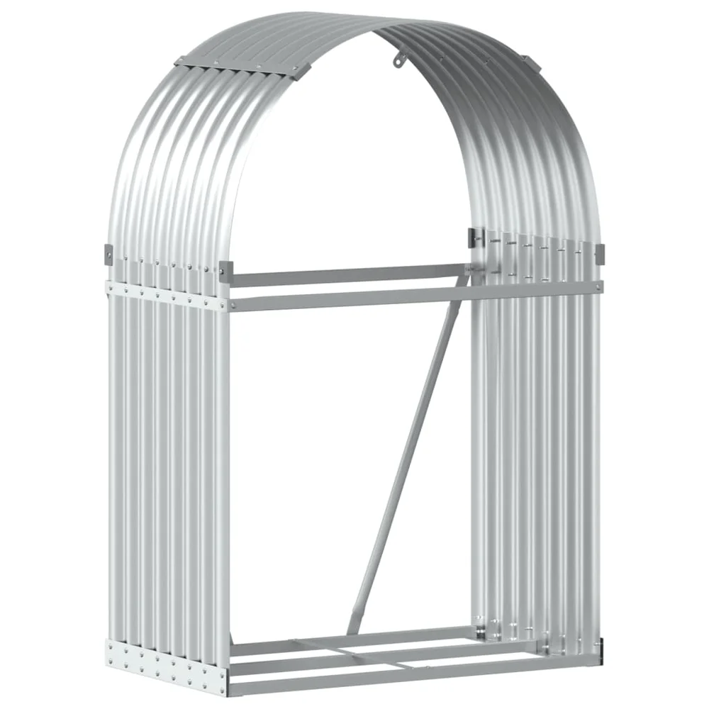 vidaXL Vedholder sølv 80x45x120 cm galvanisert stål v:8326773 vidaXL Vedholder sølv 80x45x120 cm galvanisert stål v:8326773
