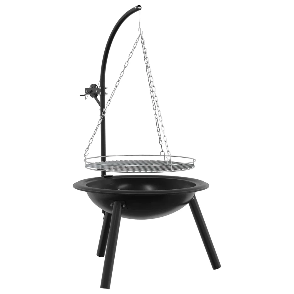 vidaXL Ildsted med justerbar grillrist ⌀55,5 x 107,5 cm Stål Svart v:5791198 vidaXL Ildsted med justerbar grillrist ⌀55,5 x 107,5 cm Stål Svart v:5791198