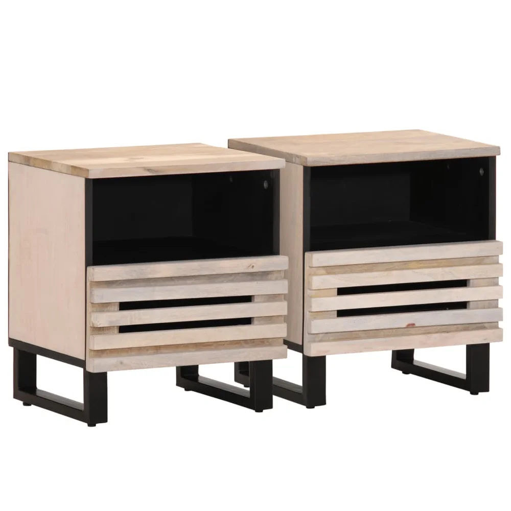 vidaXL Nattbord 2 stk 40x34x46 cm heltre bleket mango v:9137598 vidaXL Nattbord 2 stk 40x34x46 cm heltre bleket mango v:9137598