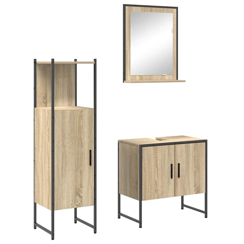 vidaXL Baderomsinnredningssett 3 stk. Brun 60 x 33 x 60 cm v:3919227