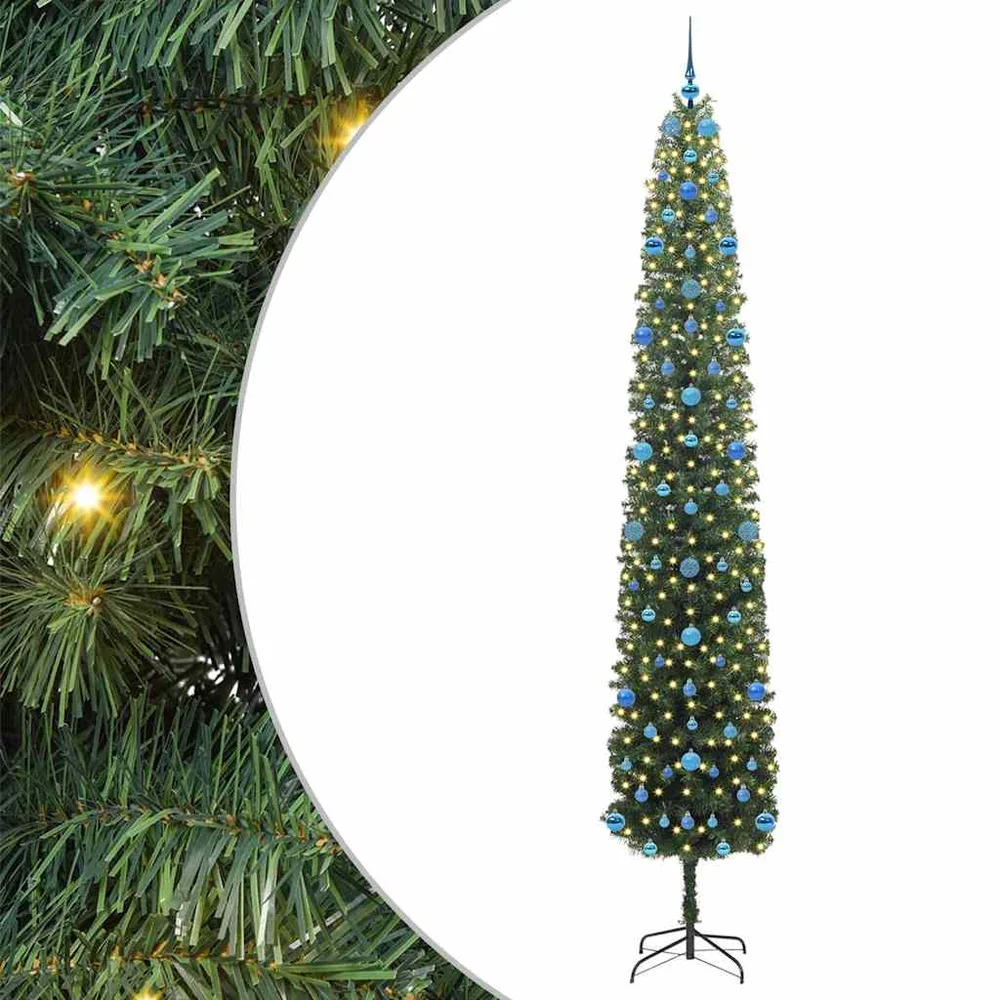 vidaXL Kunstig juletre med 300 LED grønn 270 cm PVC og stål og plast v:3259192