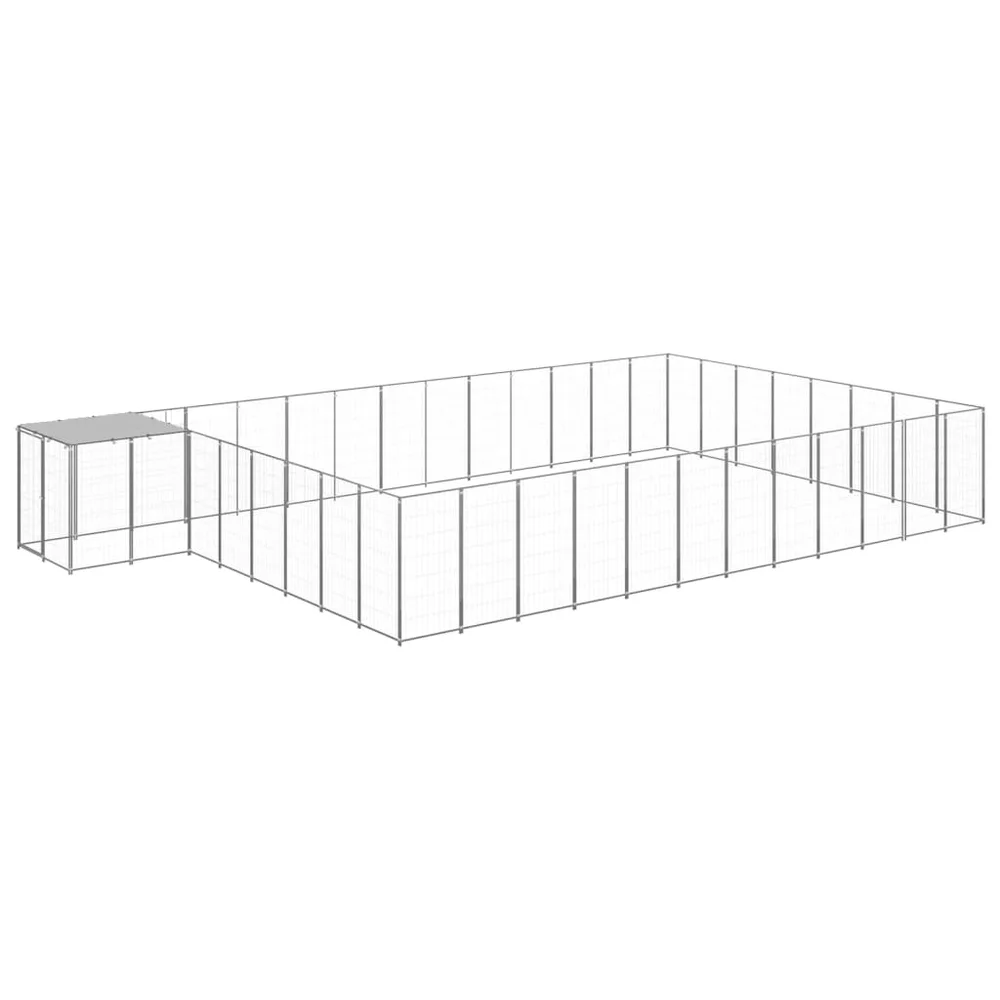 vidaXL Hundegård sølv 30,25 m² stål v:6688656