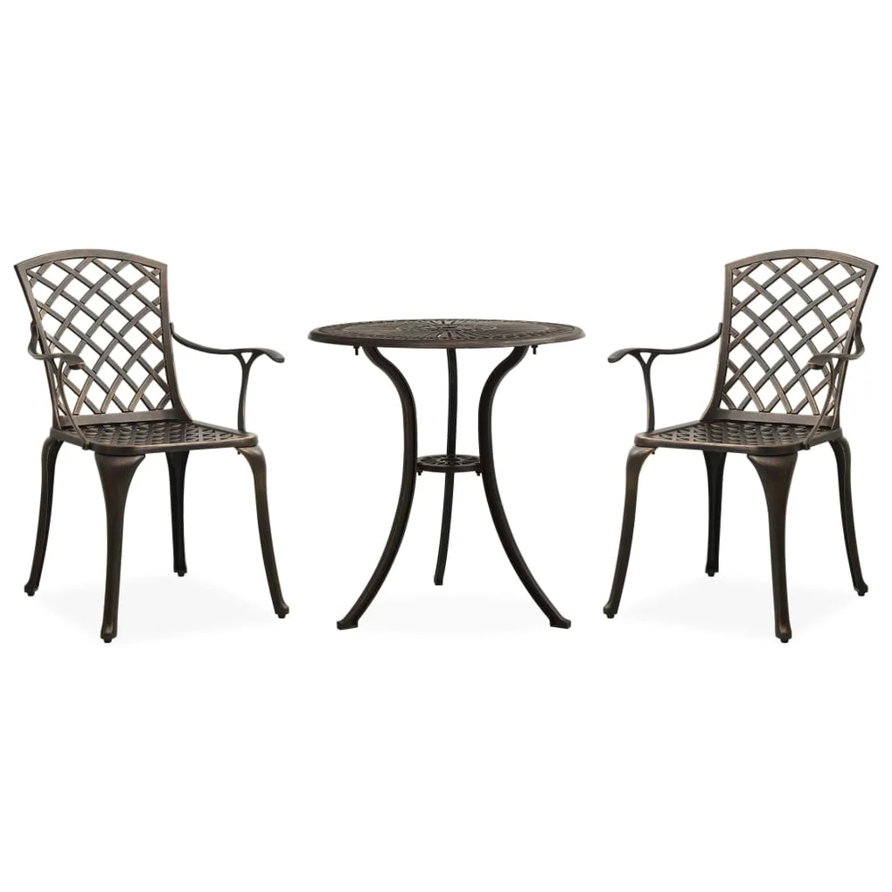 vidaXL Bistrosett 3 deler støpt aluminium bronse v:9744096 vidaXL Bistrosett 3 deler støpt aluminium bronse v:9744096