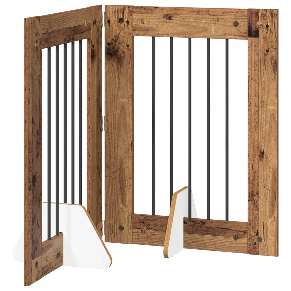 vidaXL Foldbar hundegitter med stativer 2 stk. Gammelt tre 120,5 cm v:9112637 vidaXL Foldbar hundegitter med stativer 2 stk. Gammelt tre 120,5 cm v:9112637