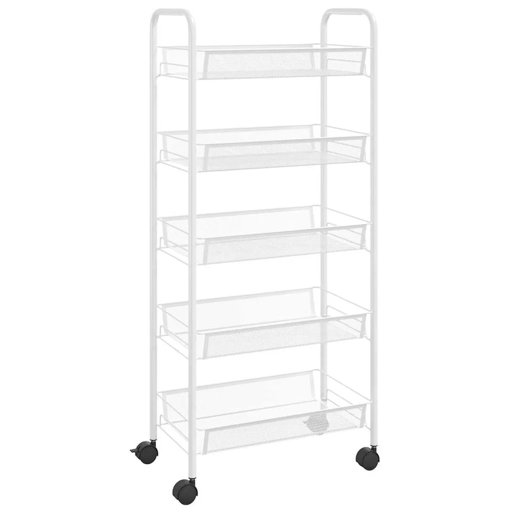 vidaXL 5-etasjers kjøkkenvogn hvit 46x26x105 cm jern v:1803278 vidaXL 5-etasjers kjøkkenvogn hvit 46x26x105 cm jern v:1803278