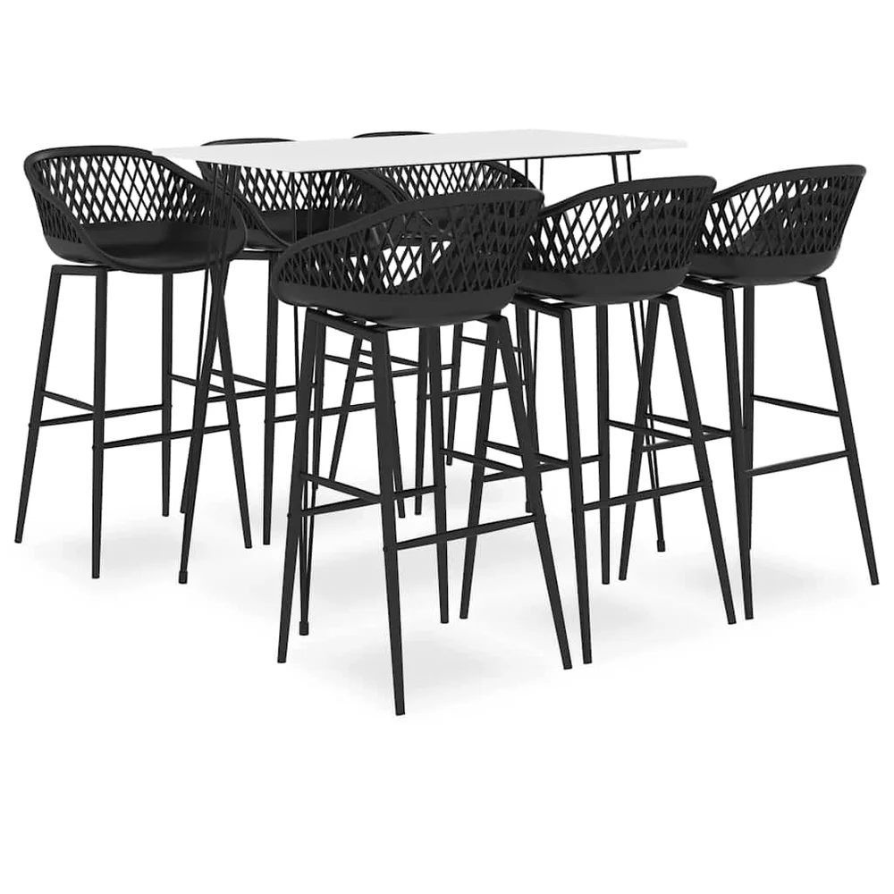 vidaXL Barsett 7 deler hvit og svart v:5386772 vidaXL Barsett 7 deler hvit og svart v:5386772