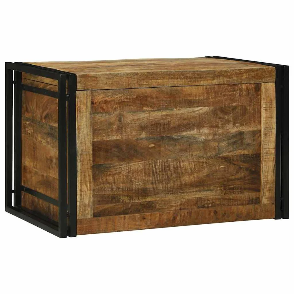 vidaXL Lagringsboks Brun og svart 80 x 50 x 50 cm Grov mango tre v:6417389 vidaXL Lagringsboks Brun og svart 80 x 50 x 50 cm Grov mango tre v:6417389