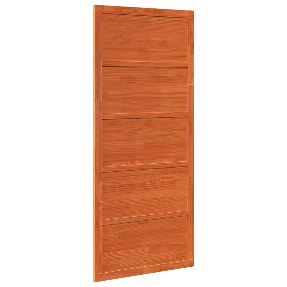 vidaXL Låvedør 90 x 2,5 x 208 cm Heltre furu Voksbrun v:9972534 vidaXL Låvedør 90 x 2,5 x 208 cm Heltre furu Voksbrun v:9972534