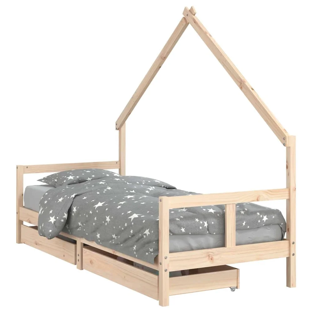 vidaXL Barnesengeramme med skuffer 80x200 cm heltre furu v:5015620