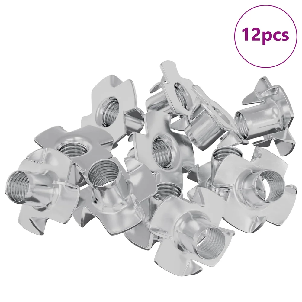 vidaXL Pronget T-mutter 12 stk. sølv M6 mm Stål v:7064454 vidaXL Pronget T-mutter 12 stk. sølv M6 mm Stål v:7064454