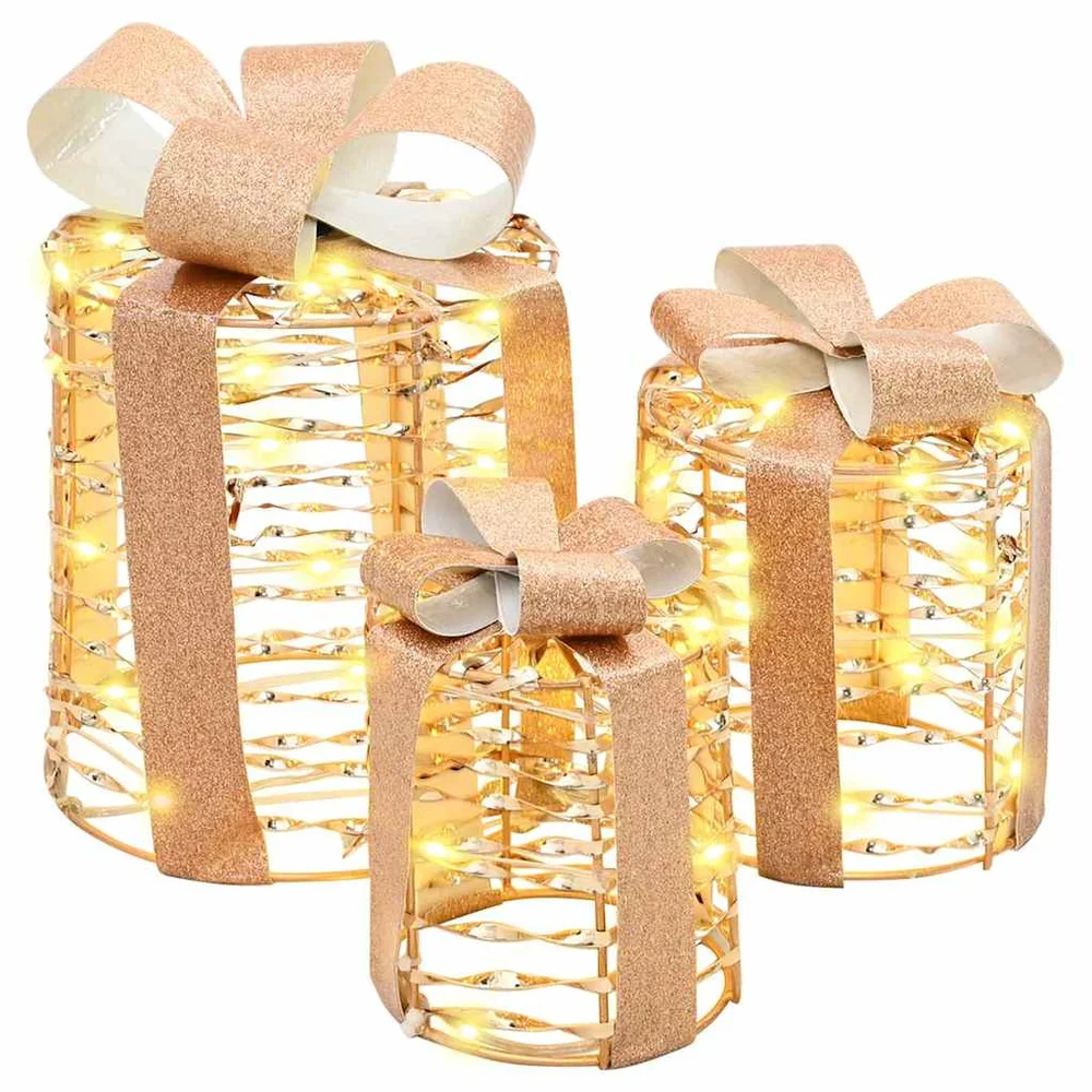 vidaXL Gaveeske Dekorasjon 3 stk. Varmhvit 20 x 20 x 20 cm PET v:7117015 vidaXL Gaveeske Dekorasjon 3 stk. Varmhvit 20 x 20 x 20 cm PET v:7117015