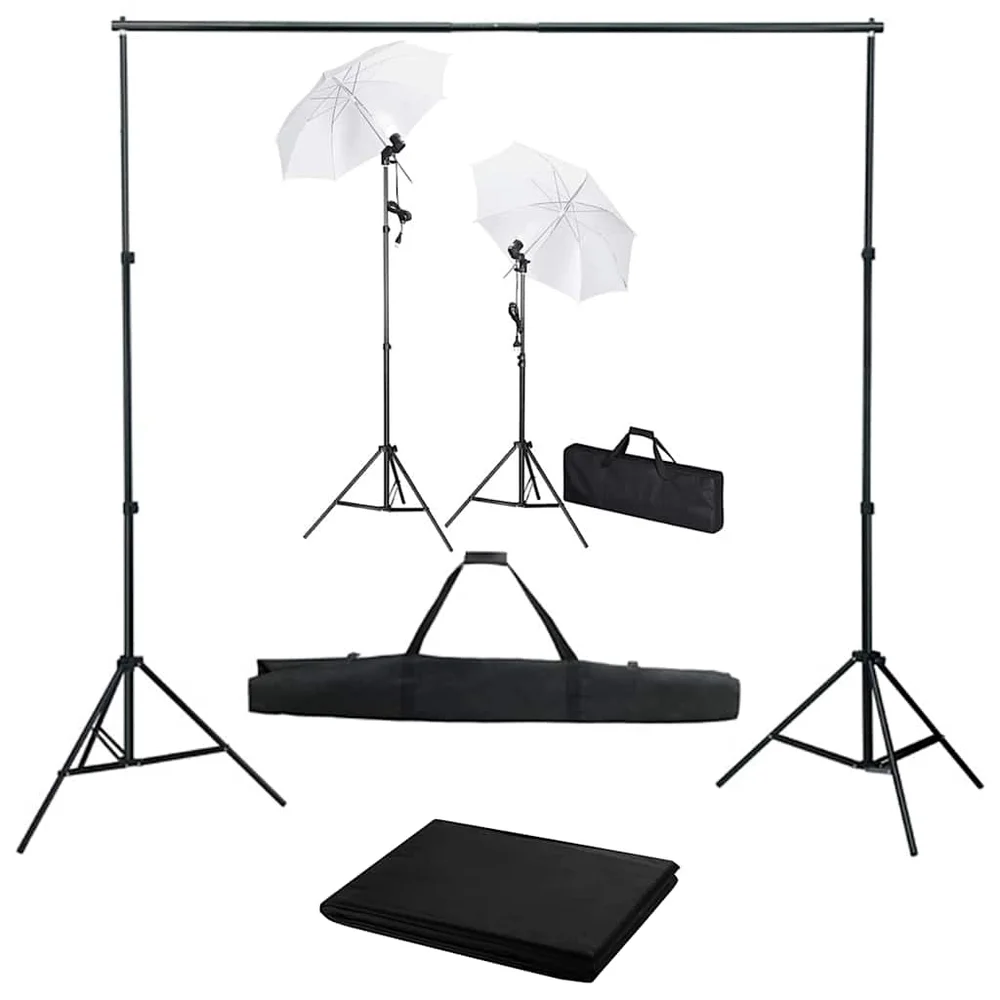 vidaXL Fotostudiosett med bakgrunn, lamper og parasoller v:4879825 vidaXL Fotostudiosett med bakgrunn, lamper og parasoller v:4879825